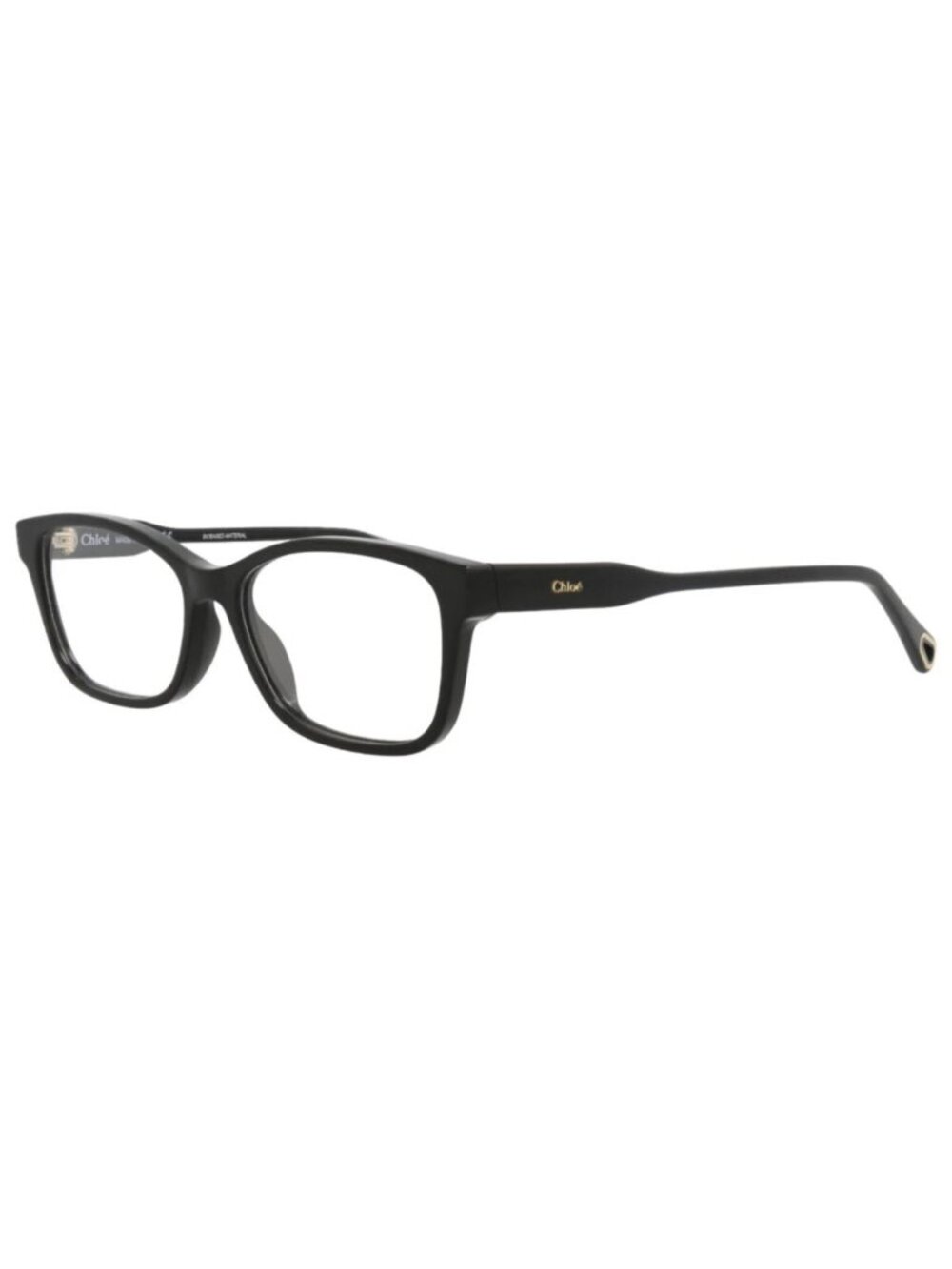 New Chloé Women's Eyeglasses Square Rectangle Bio Acetate Frame Black Black